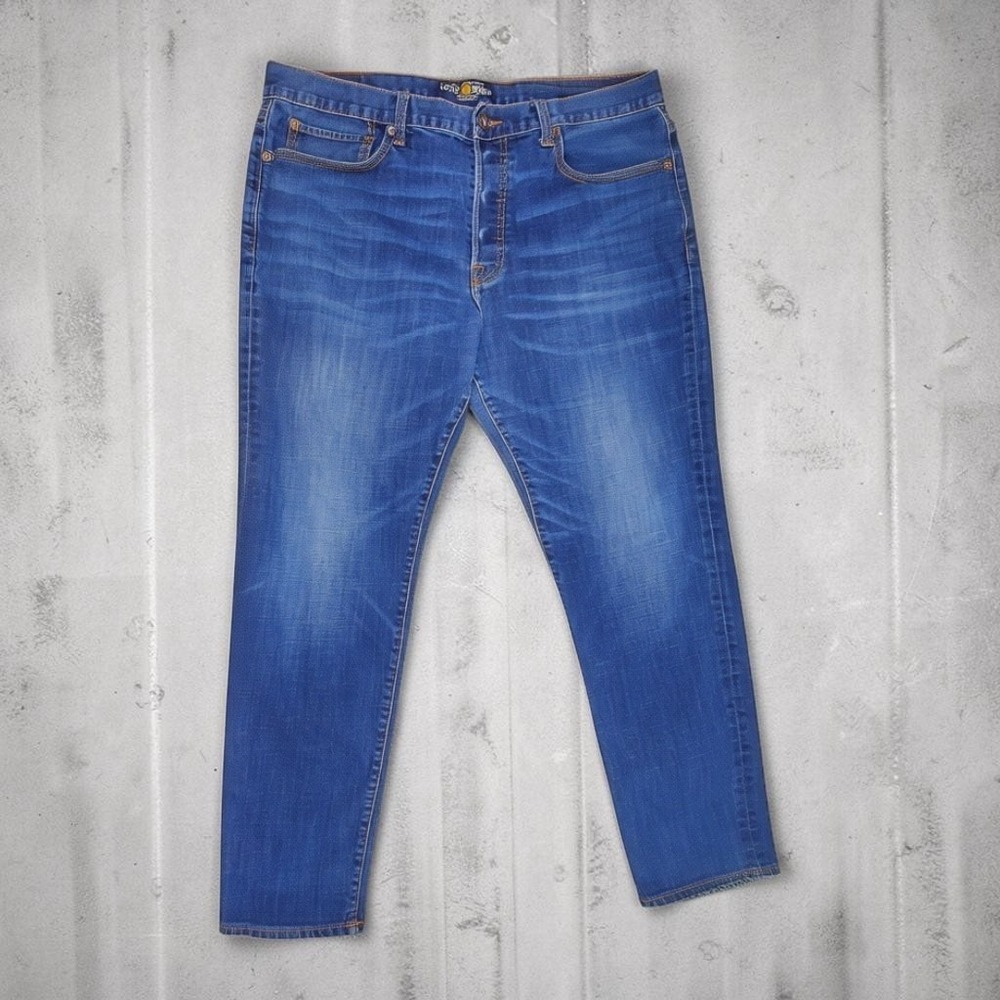 Lucky Brand 121 Heritage Slim Jeans Mens 38x30 Medium Wash Blue Button Fly